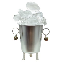 Contemporary Silver Plated Ice Bucket Skulptur Füße geschnitzt von Natalia Criado