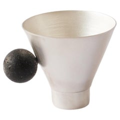 Contemporary Silver Plated Lava Stone Cup Handcrafted Italy by Natalia Criado