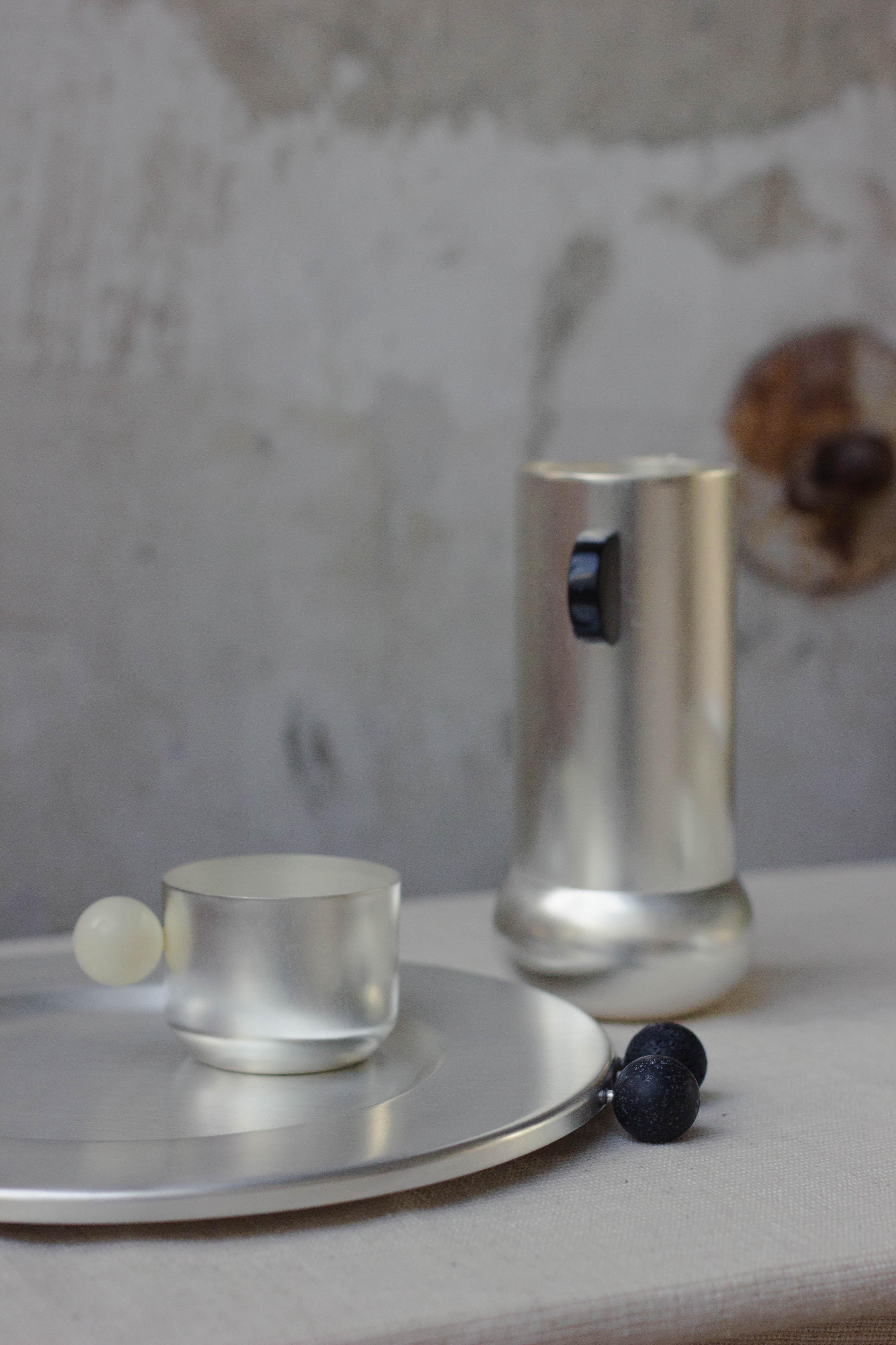 Italian Contemporary Silver Plated Perla Cup White Handcrafted Italy by Natalia Criado For Sale