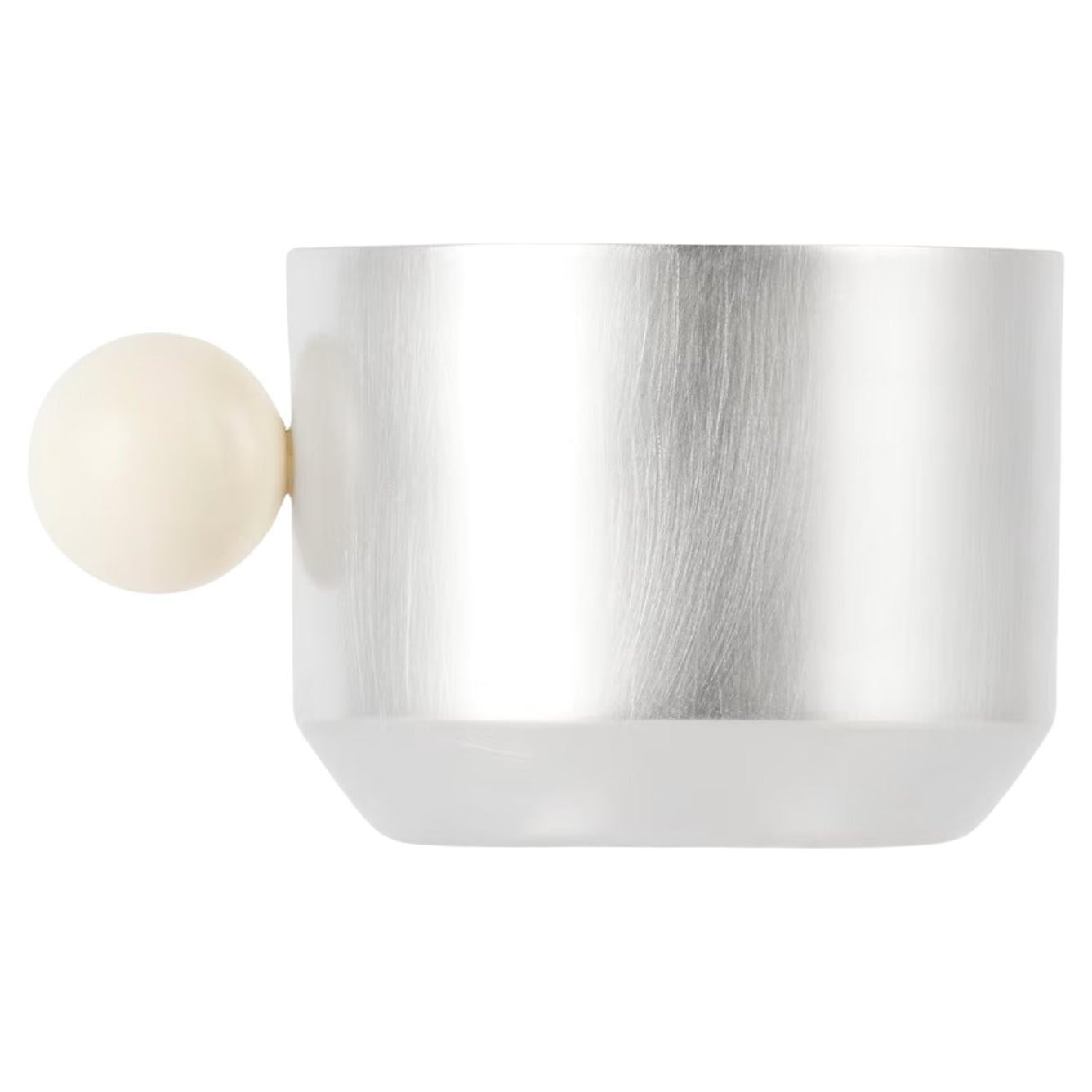 Contemporary Silver Plated Perla Cup White Handcrafted Italy by Natalia Criado For Sale