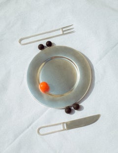 Contemporary Silver Plated Plate Lava Stone Handcrafted Natalia Criado