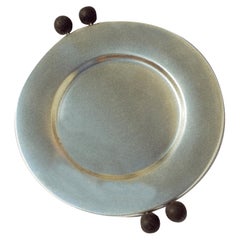 Contemporary Silver Plated Plate Lava Stone Handcrafted Natalia Criado