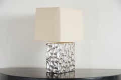 Contemporary Silver Plated Rocco Cube Table Lamp by Robert Kuo, Limited Edition