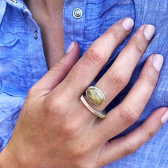 Contemporary Silver Rutilated Quartz Ring