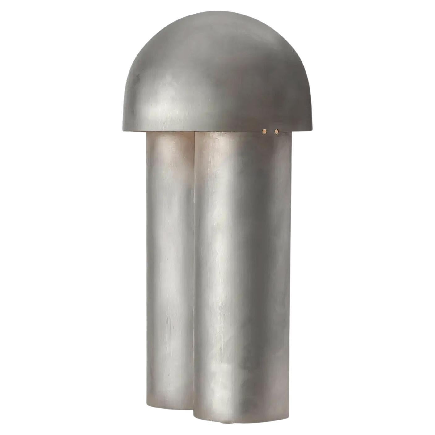 Contemporary Silvered Brass Sculpted Table Lamp, Monolith Large by Paul Matter For Sale