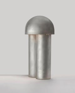 Contemporary Silvered Brass Sculpted Table Lamp, Monolith Small by Paul Matter