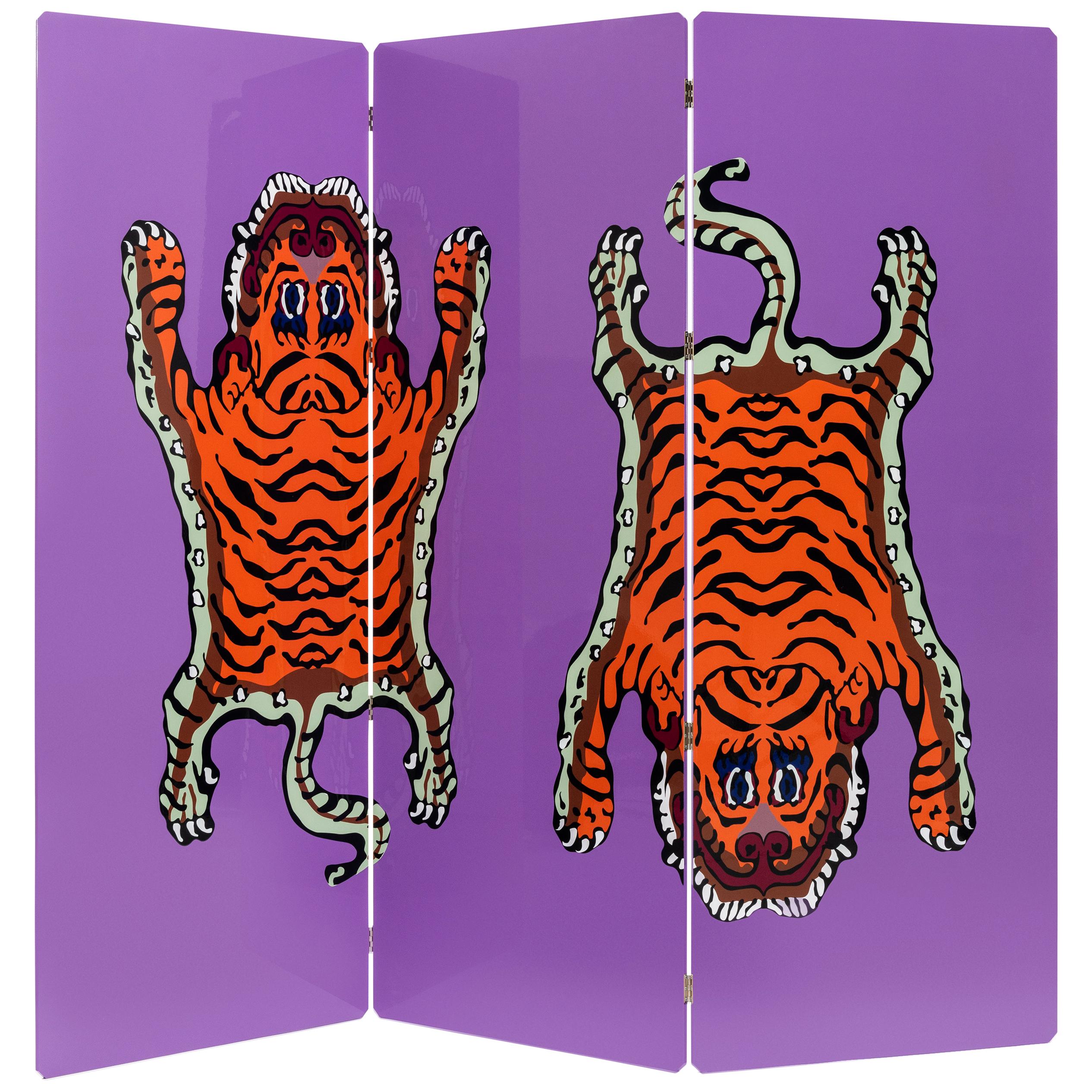 Zeitgenössischer Simbolo-Tiger-Teppich aus Aluminium von Altreforme