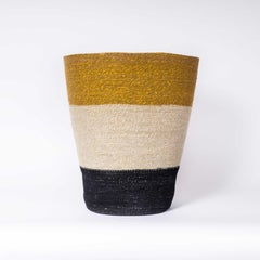 Contemporary Simple Wide Broad Stripe Basket - Water Hyacinth