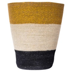 Contemporary Simple Wide Broad Stripe Basket - Water Hyacinth