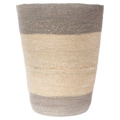 Contemporary Simple Wide Slate Top Basket - Water Hyacinth