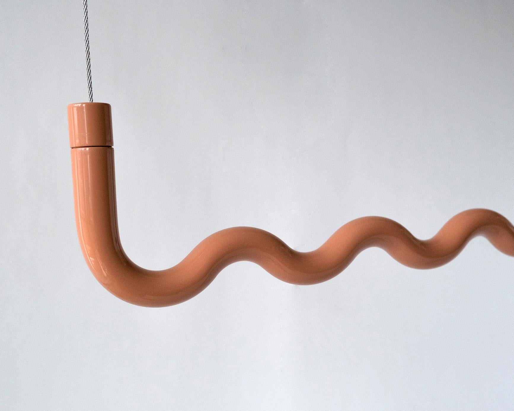 Contemporary Sine Wave Hanging Coat Rack Medium in Peach by Erik Olovsson For Sale 1