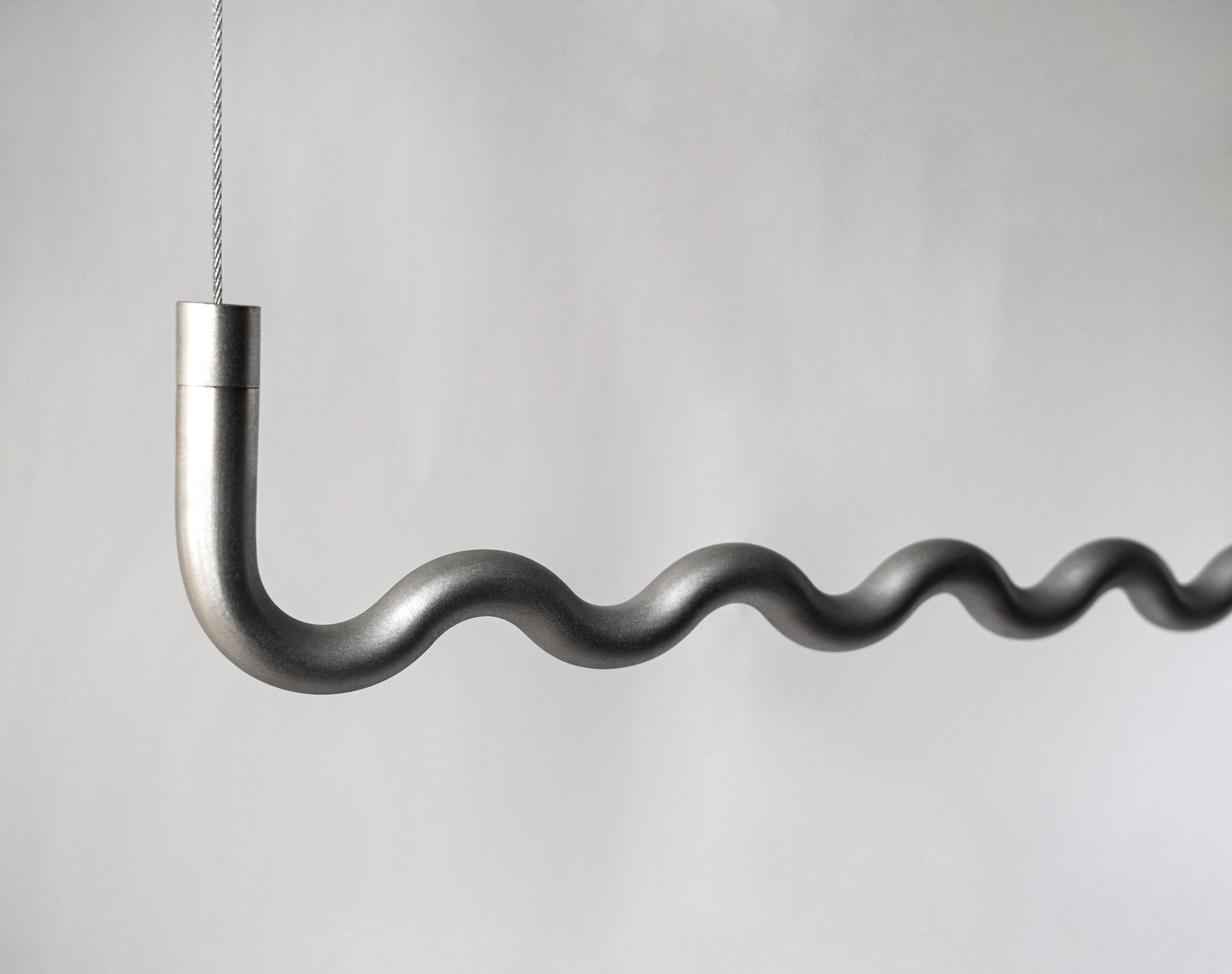 Finnish Contemporary Sine Wave Hanging Coat Rack Medium in Raw Aluminum by Erik Olovsson For Sale