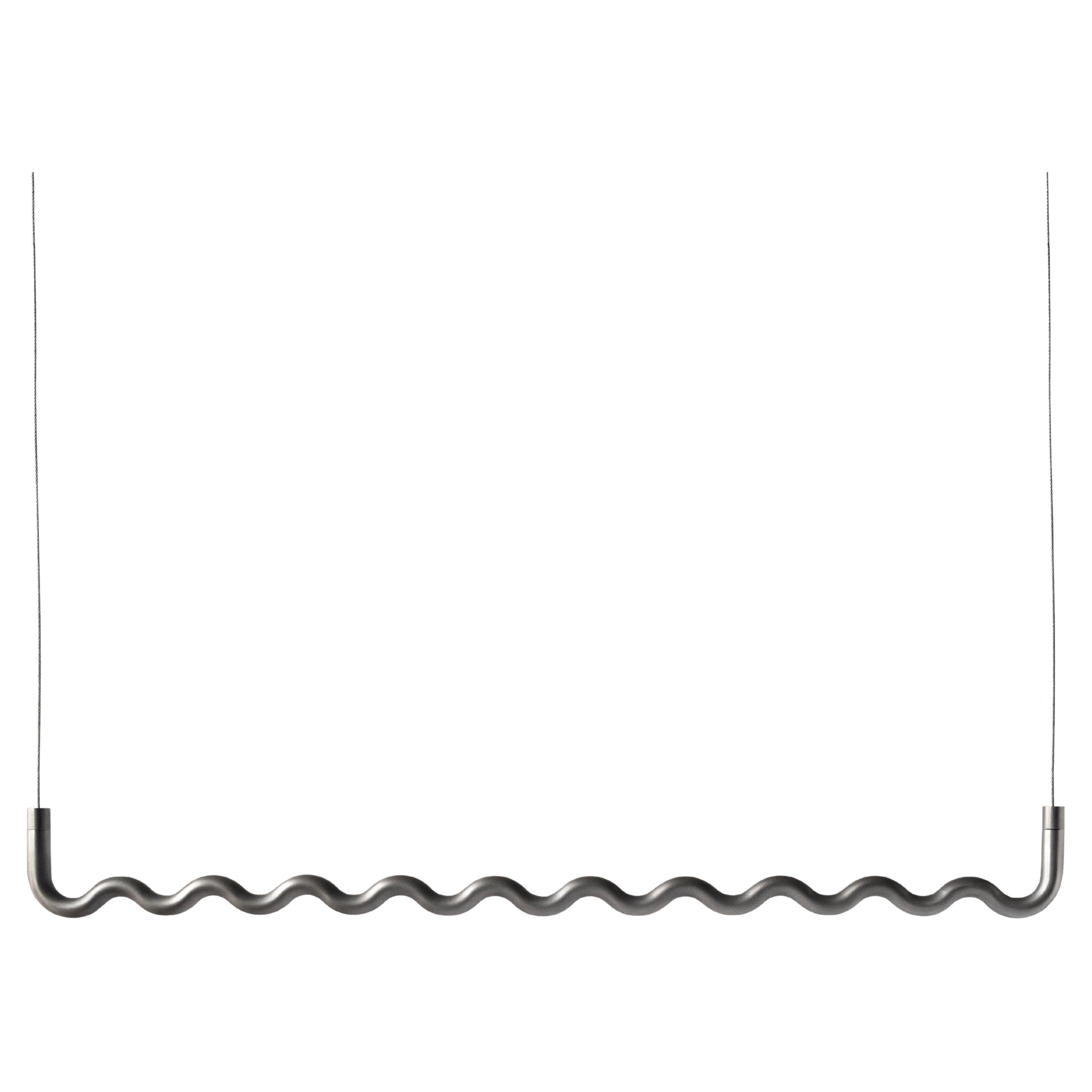 Contemporary Sine Wave Hanging Coat Rack Medium in Raw Aluminum by Erik Olovsson For Sale