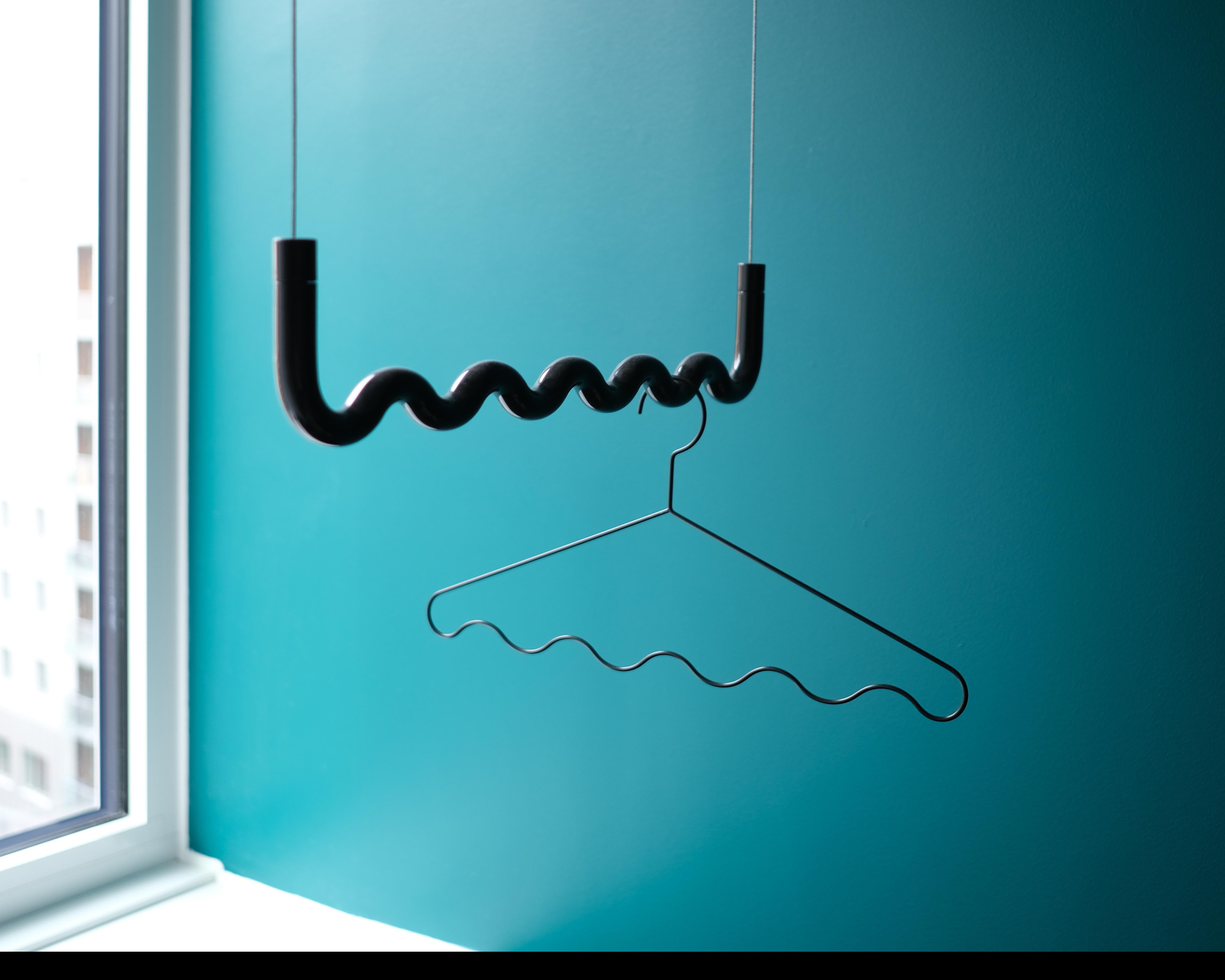 Powder-Coated Contemporary Sine Wave Hanging Coat Rack Small in Peach by Erik Olovsson For Sale