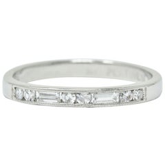 Contemporary Single Baguette Cut Diamond Platinum Channel Band Ring