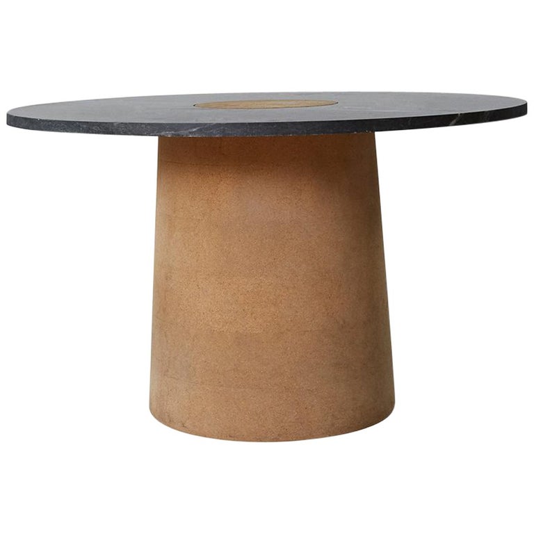 Contemporary Sintra Dining Table With Black Marble And Natural Cork