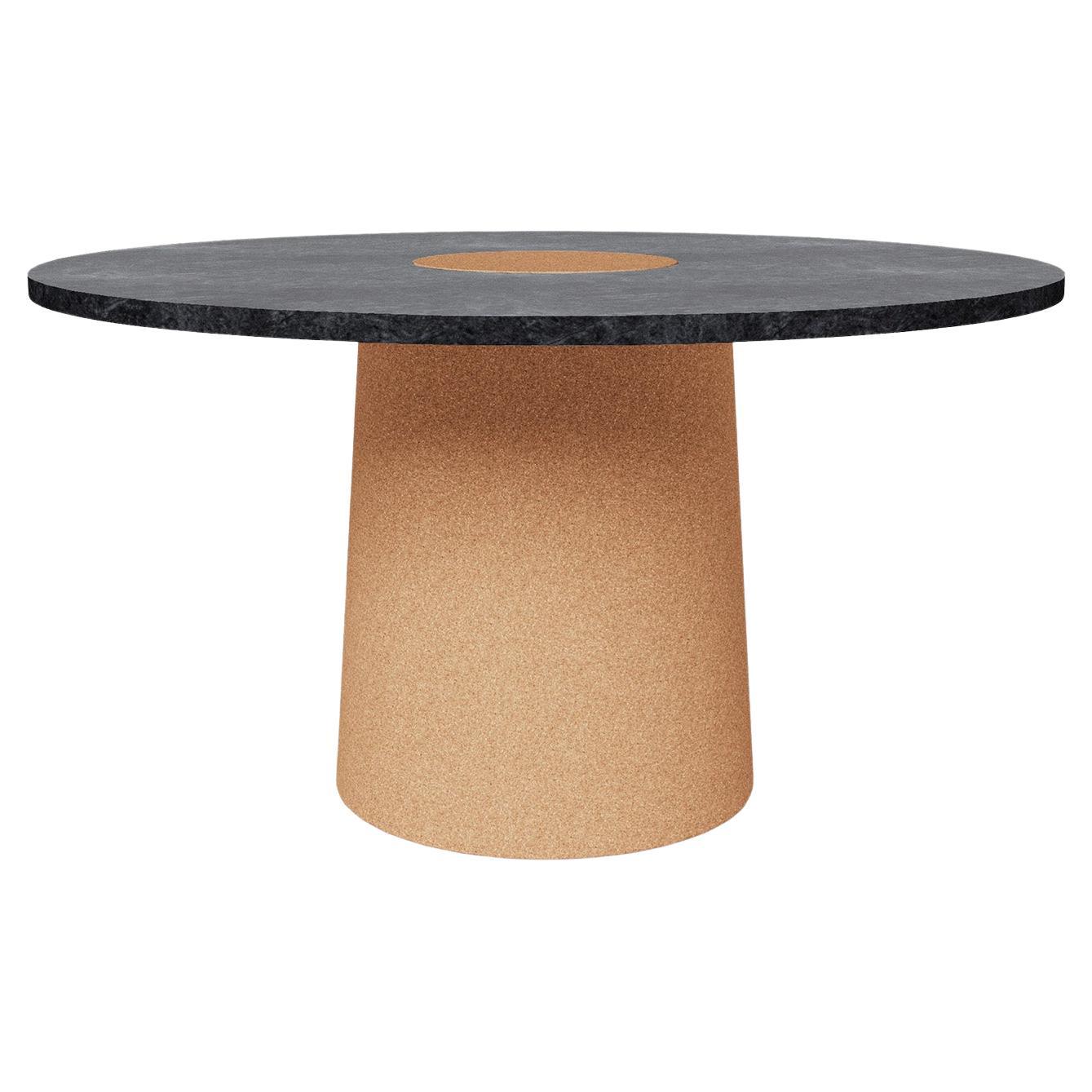 Contemporary Sintra Dining Table with Black Marble and Natural Cork