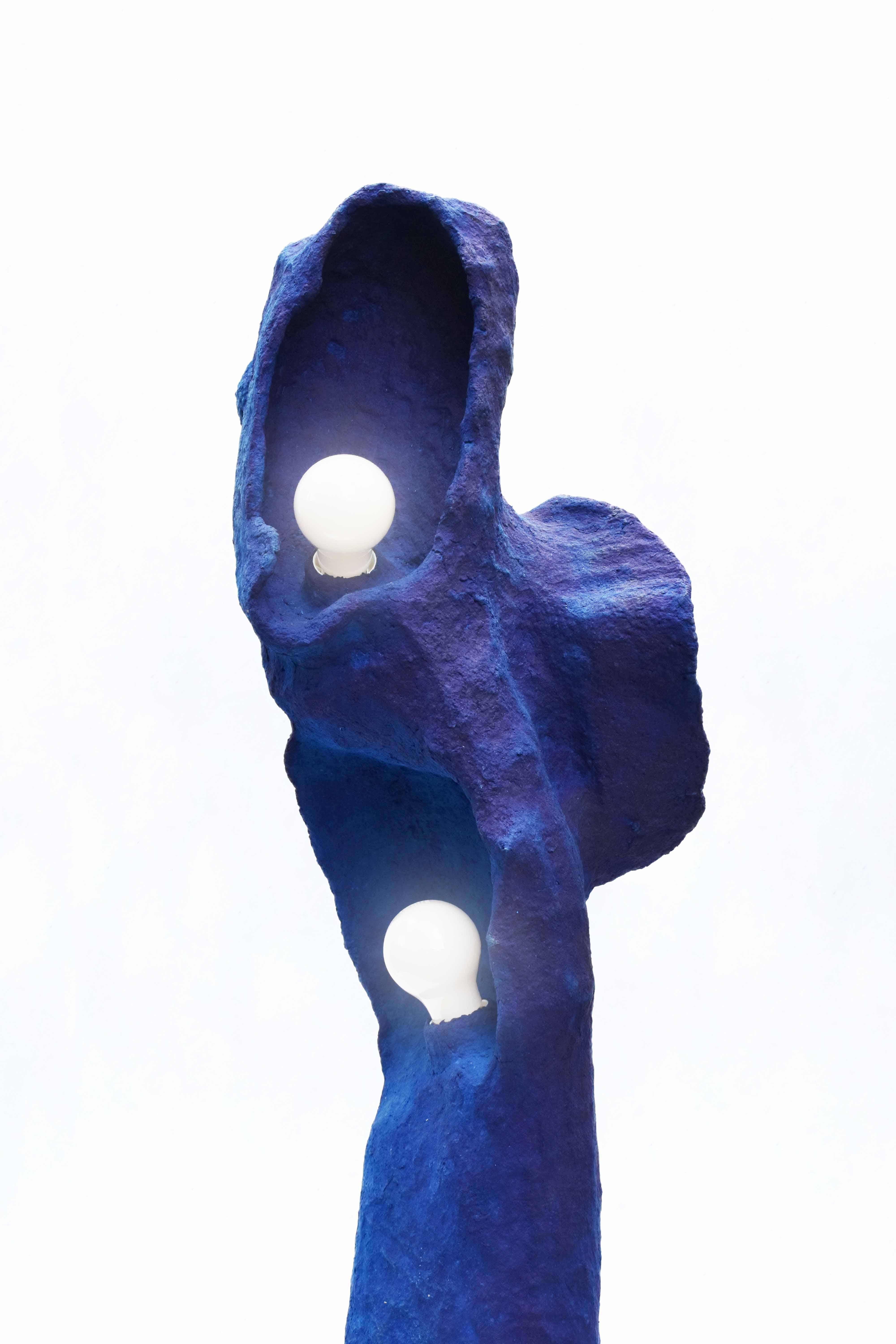 Hand-Crafted Contemporary Sirena Floor Lamp in Hand-Sculpted Paper Pulp For Sale