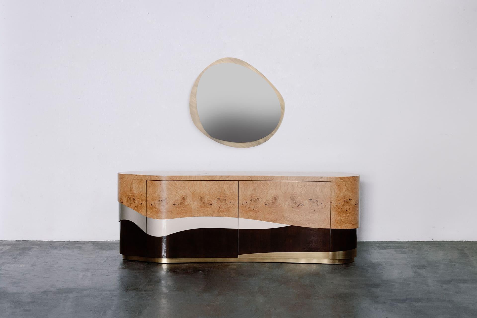 Contemporary Sistelo Sideboard, Oak Root, Brass, Handmade Portugal by Greenapple For Sale 1