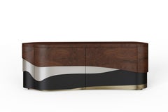Contemporary Sistelo Sideboard, Walnut Root, Brass, Handmade Portugal Greenapple