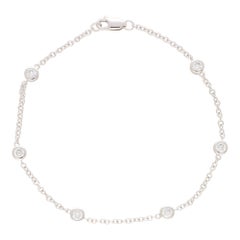 Contemporary Six Diamond Chain Bracelet in 14k White Gold