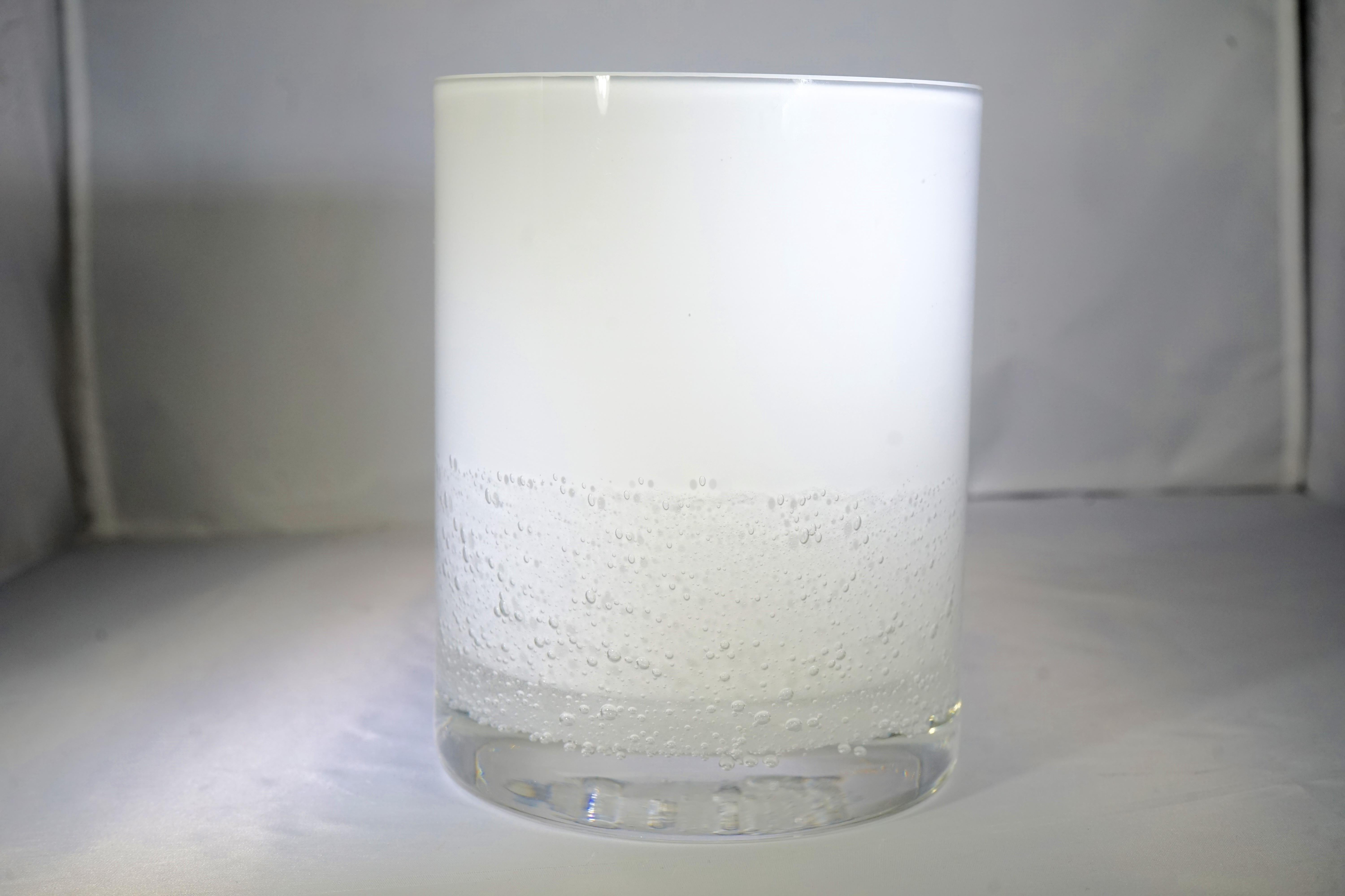 European Contemporary Large White Soda Bubble Glass Hurricane Lamp