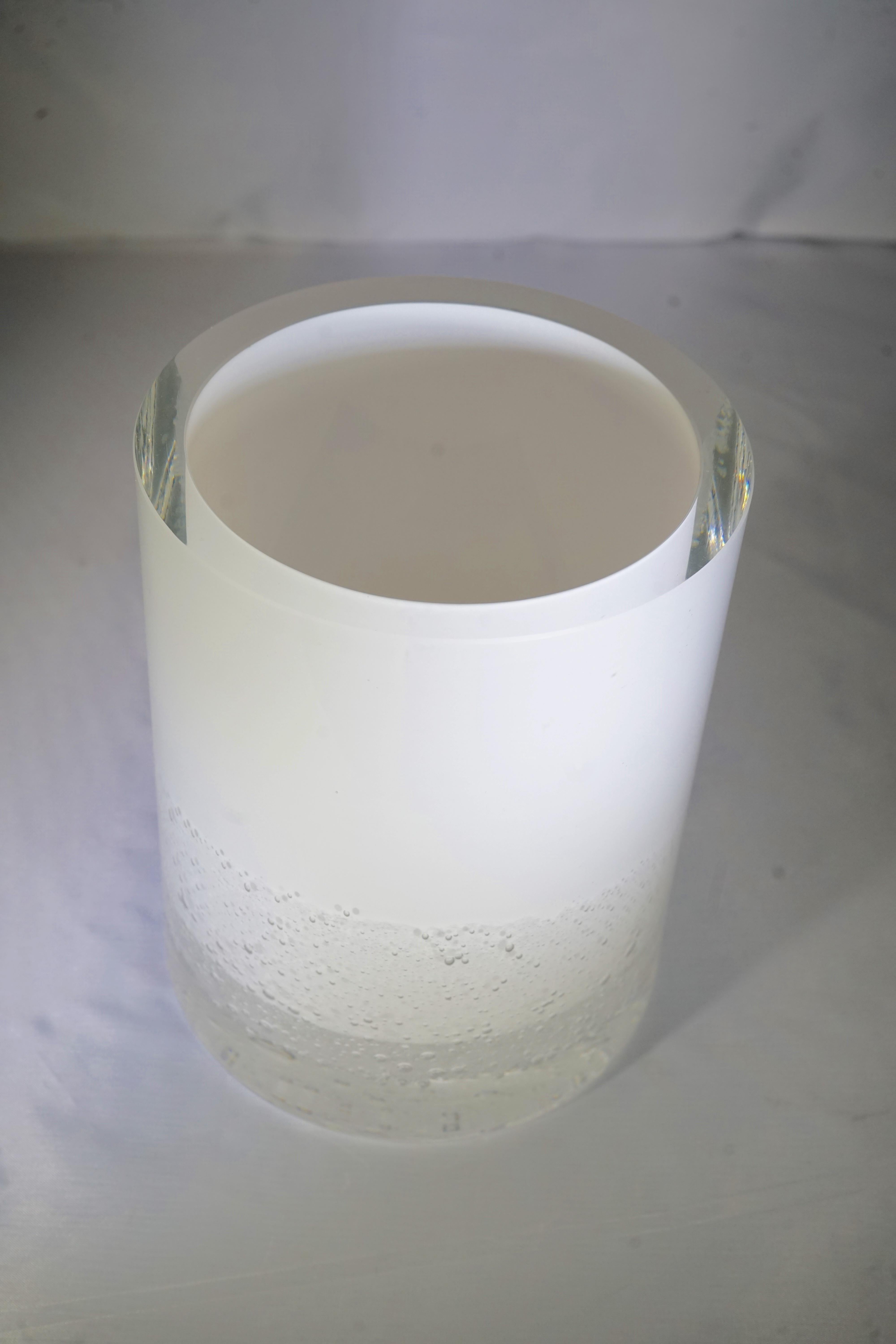 Contemporary Large White Soda Bubble Glass Hurricane Lamp In New Condition In Aspen, CO