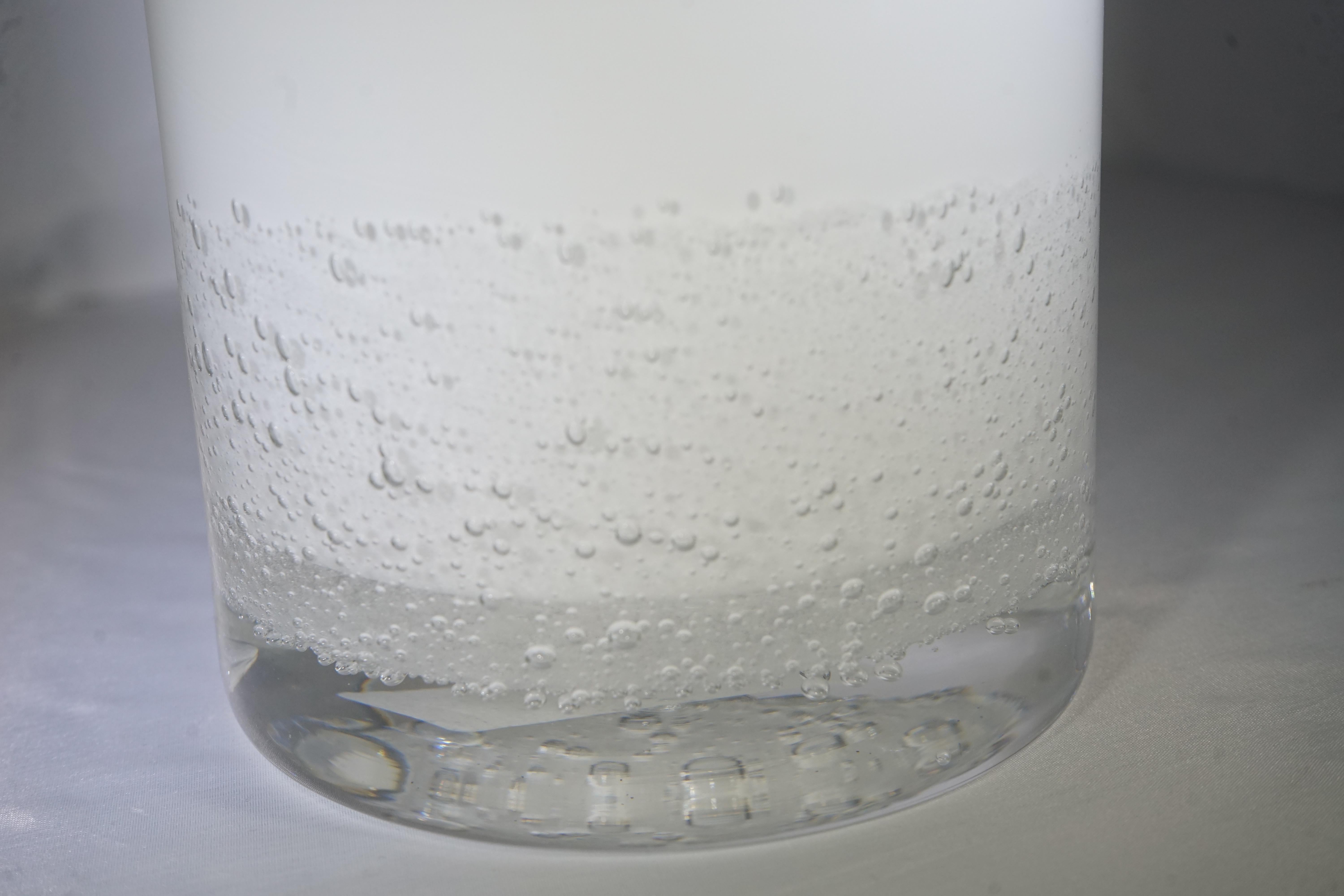 Contemporary Large White Soda Bubble Glass Hurricane Lamp 1