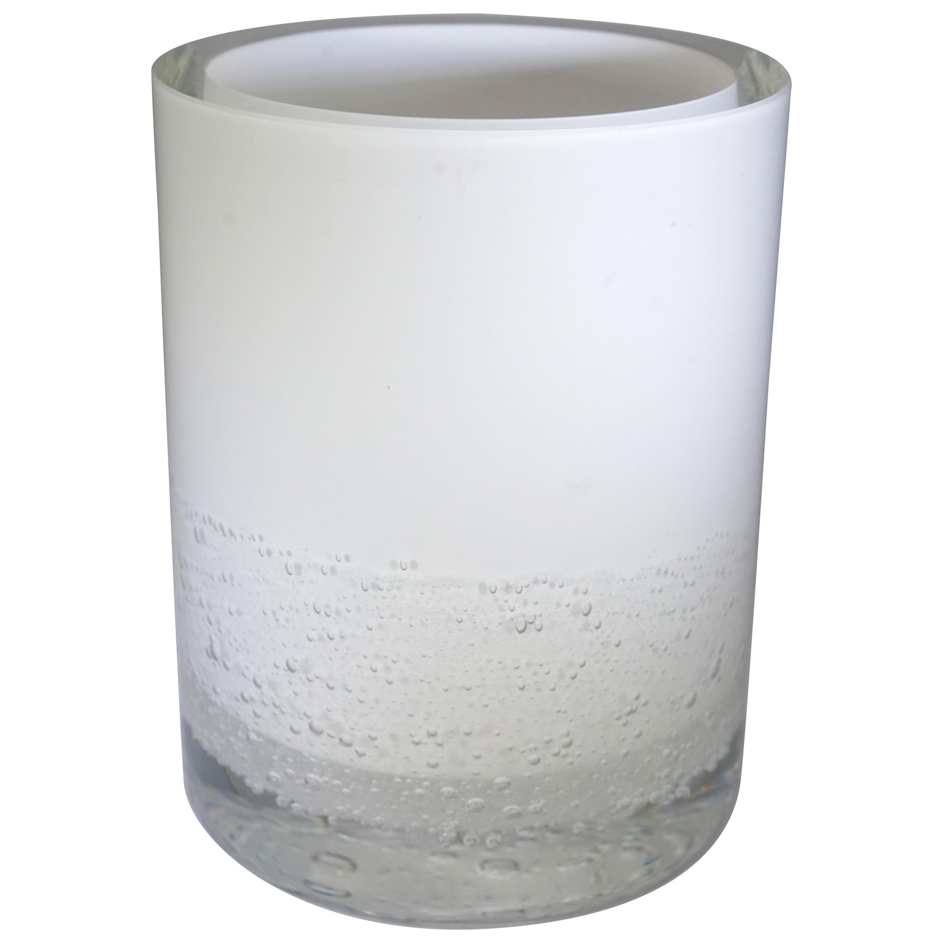 Contemporary Large White Soda Bubble Glass Hurricane Lamp