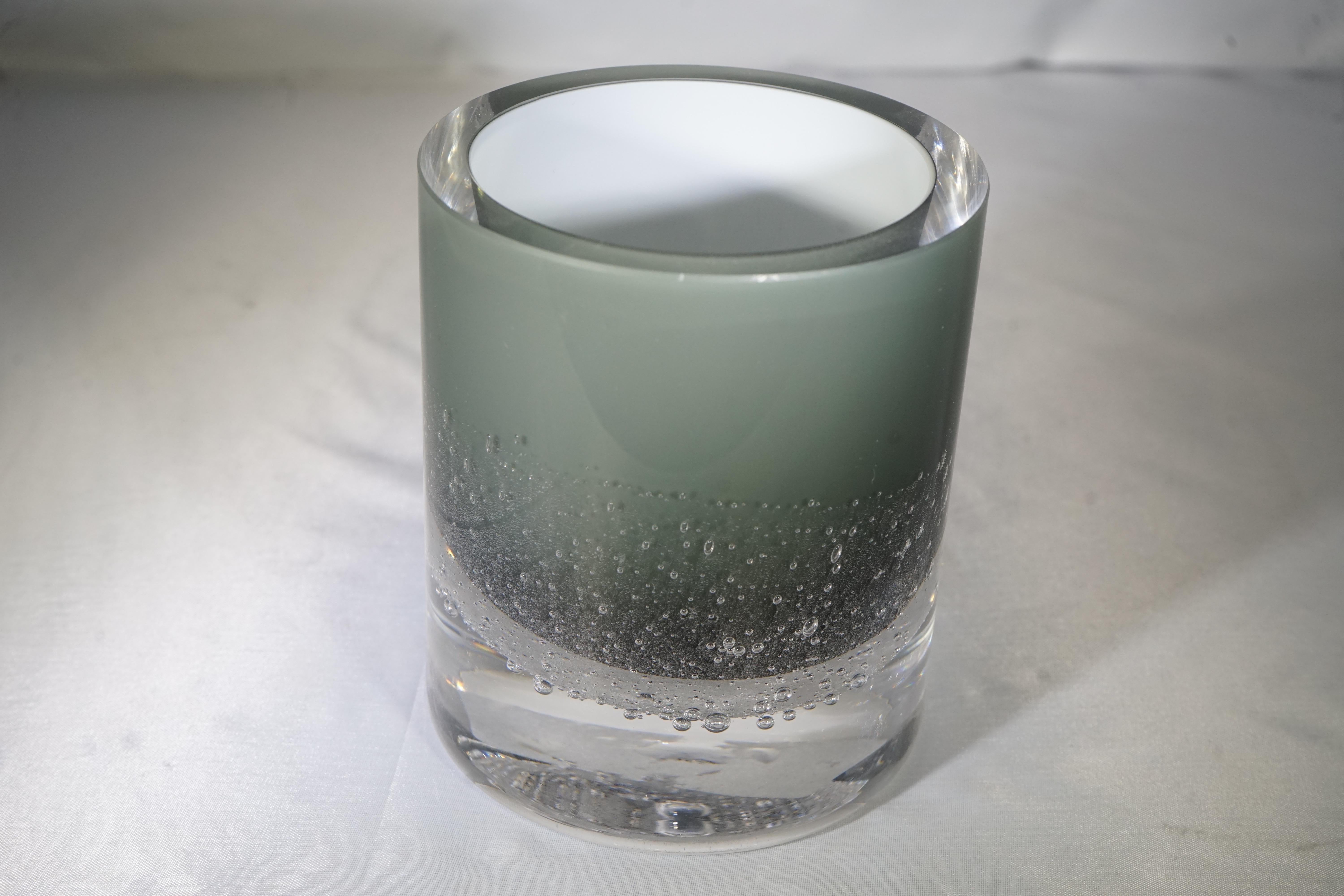 European Contemporary Skogsberg & Smart Medium Grey Soda Bubble Glass Hurricane Lamp
