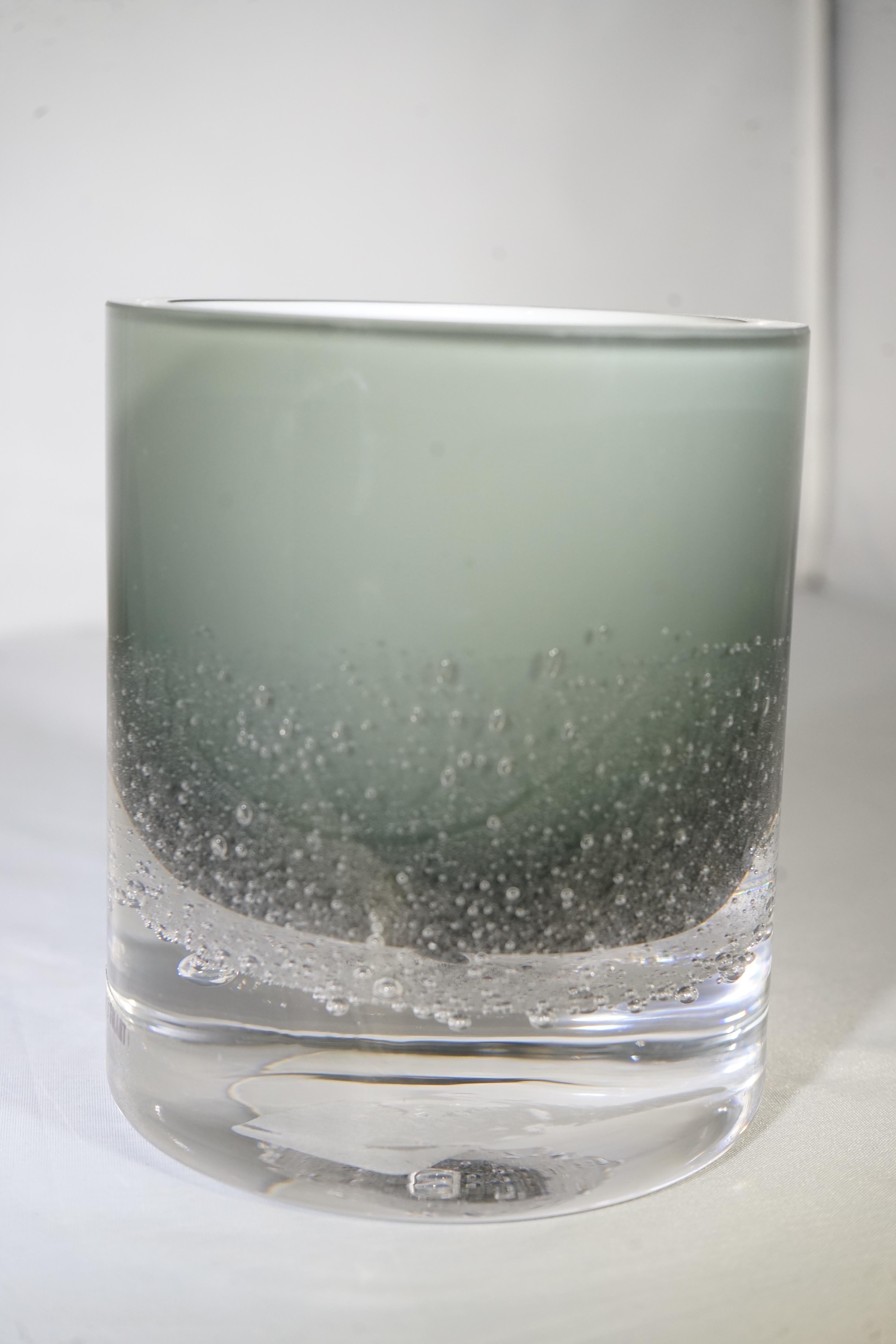 Contemporary Skogsberg & Smart Medium Grey Soda Bubble Glass Hurricane Lamp In New Condition In Aspen, CO