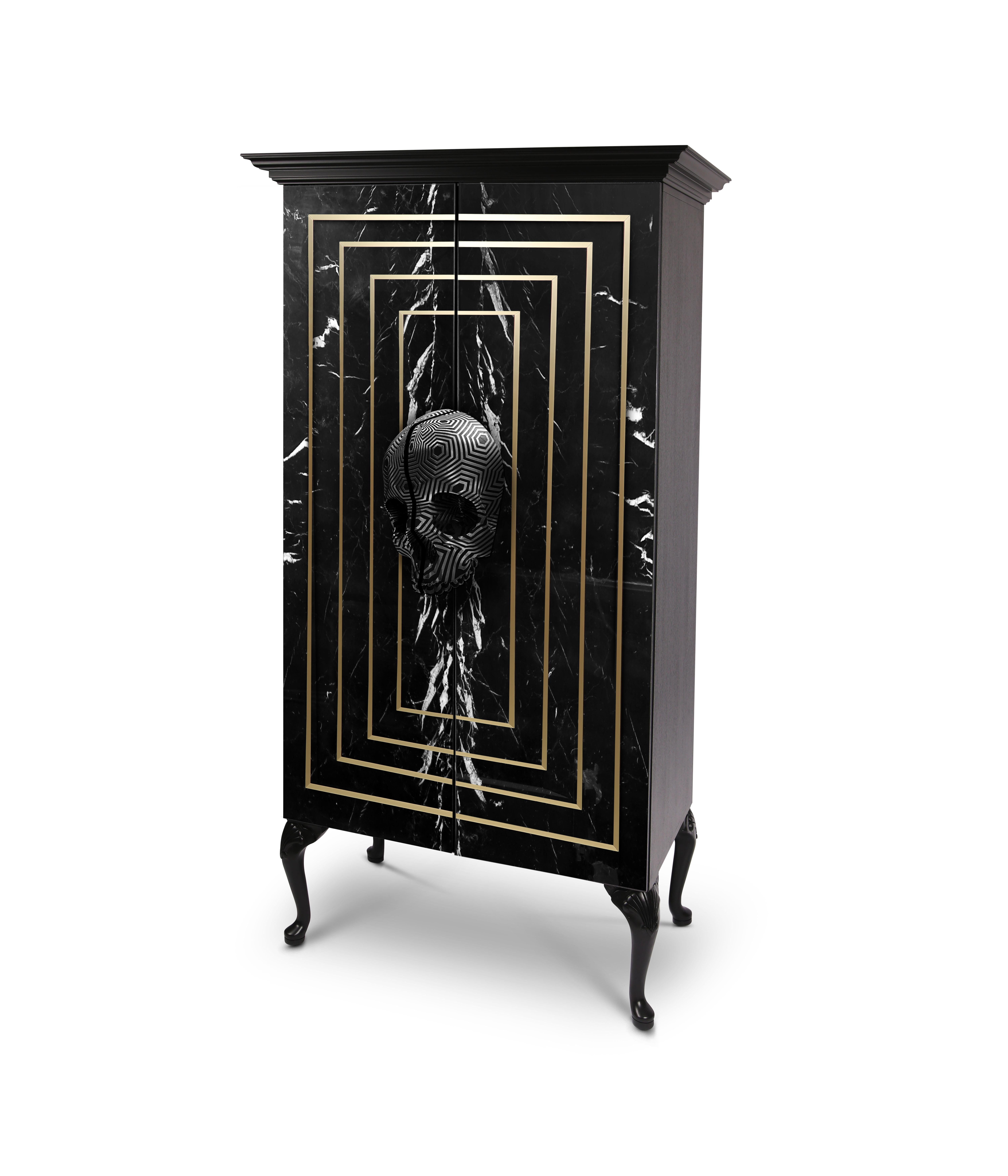 The skull 2 Door Armoire is versatile enough to accommodate just about anything you choose! Insert the adjustable shelf or as well. Featuring two doors concealing all your items, use hanging rod to store clothes, inside, you will find plenty of room