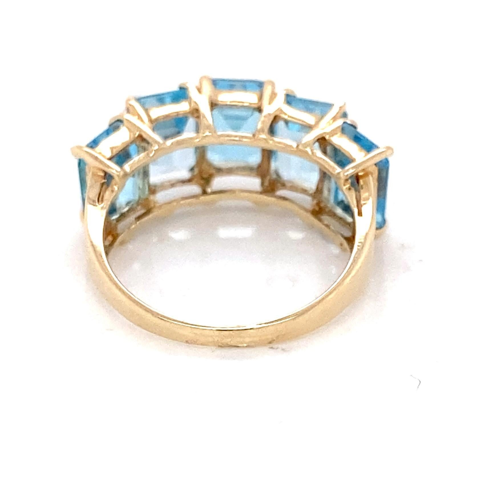 Women's or Men's Contemporary Sky Blue Topaz Yellow Gold Fashion Ring