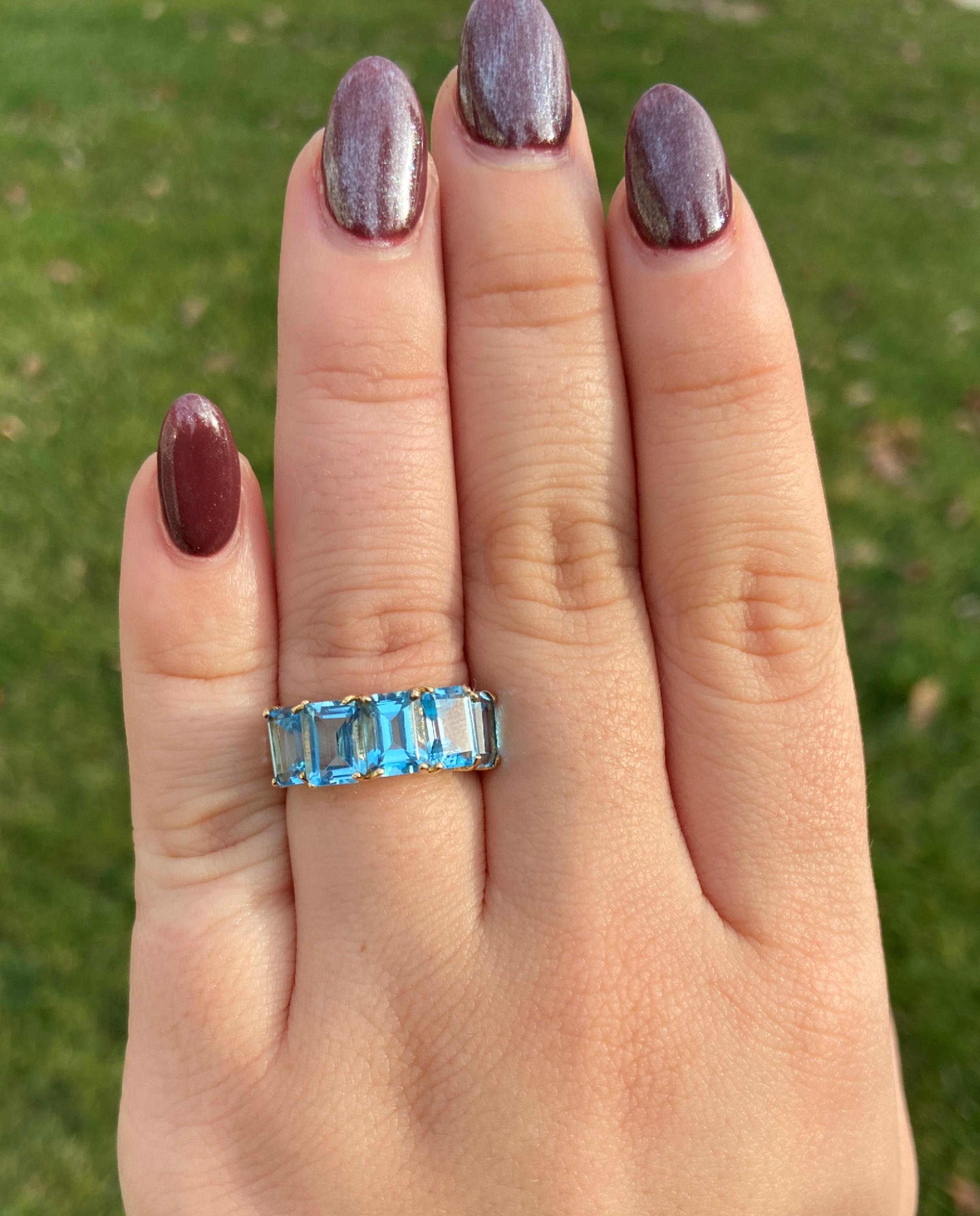 Contemporary Sky Blue Topaz Yellow Gold Fashion Ring 1