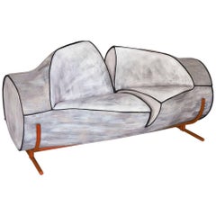 Contemporary Slashed Foam Sofa On Powder Coated Steel Frame And Legs