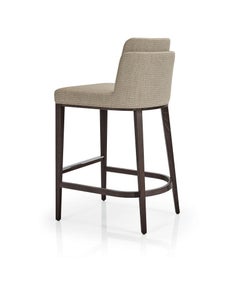 Tabouret de bar contemporain avec cadre en bois massif finition noyer