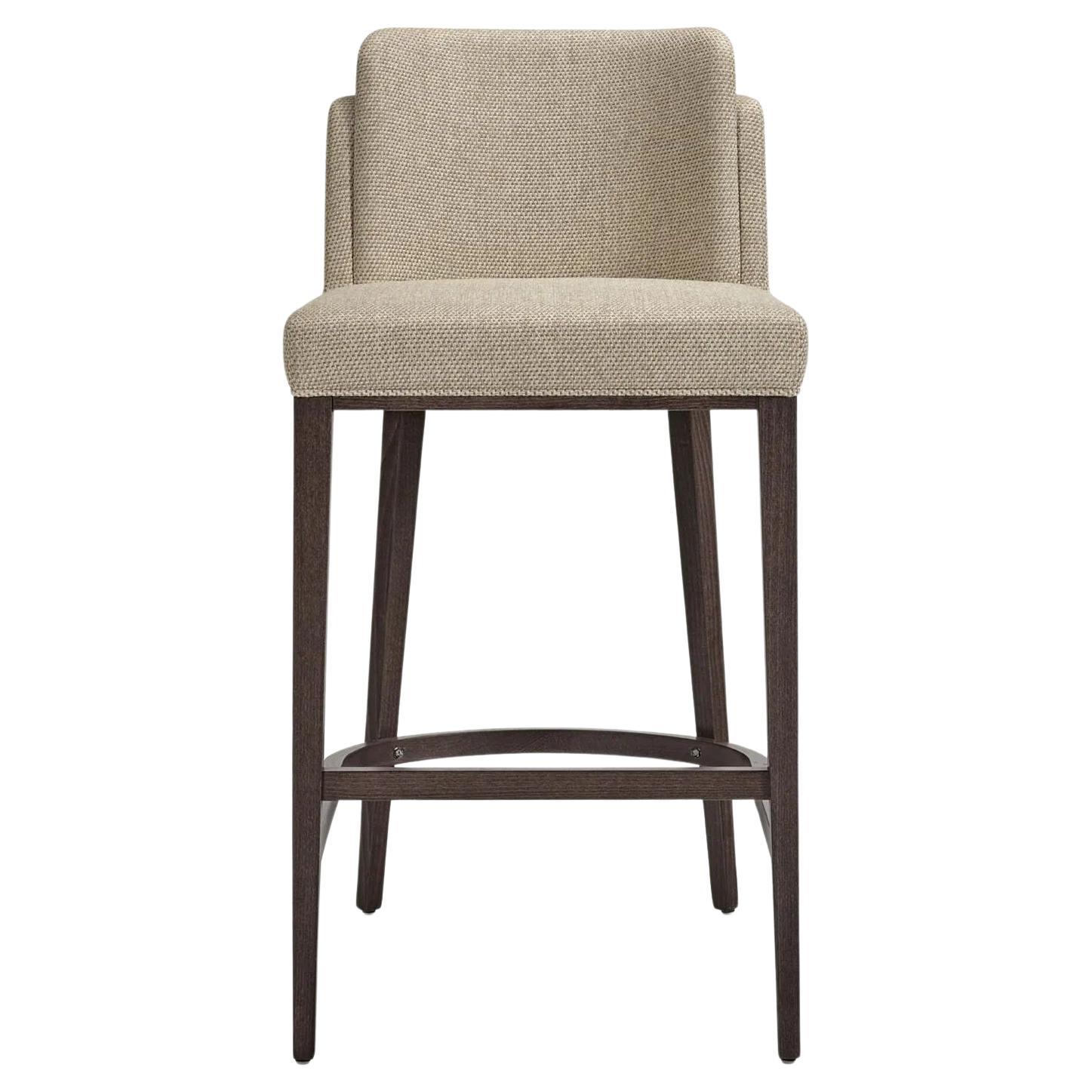 Contemporary Sleek Barstool with Solid Wood Frame In Walnut Finish