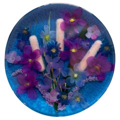 Contemporary Small Acrylic Cake Serving Plate with Faux Plants