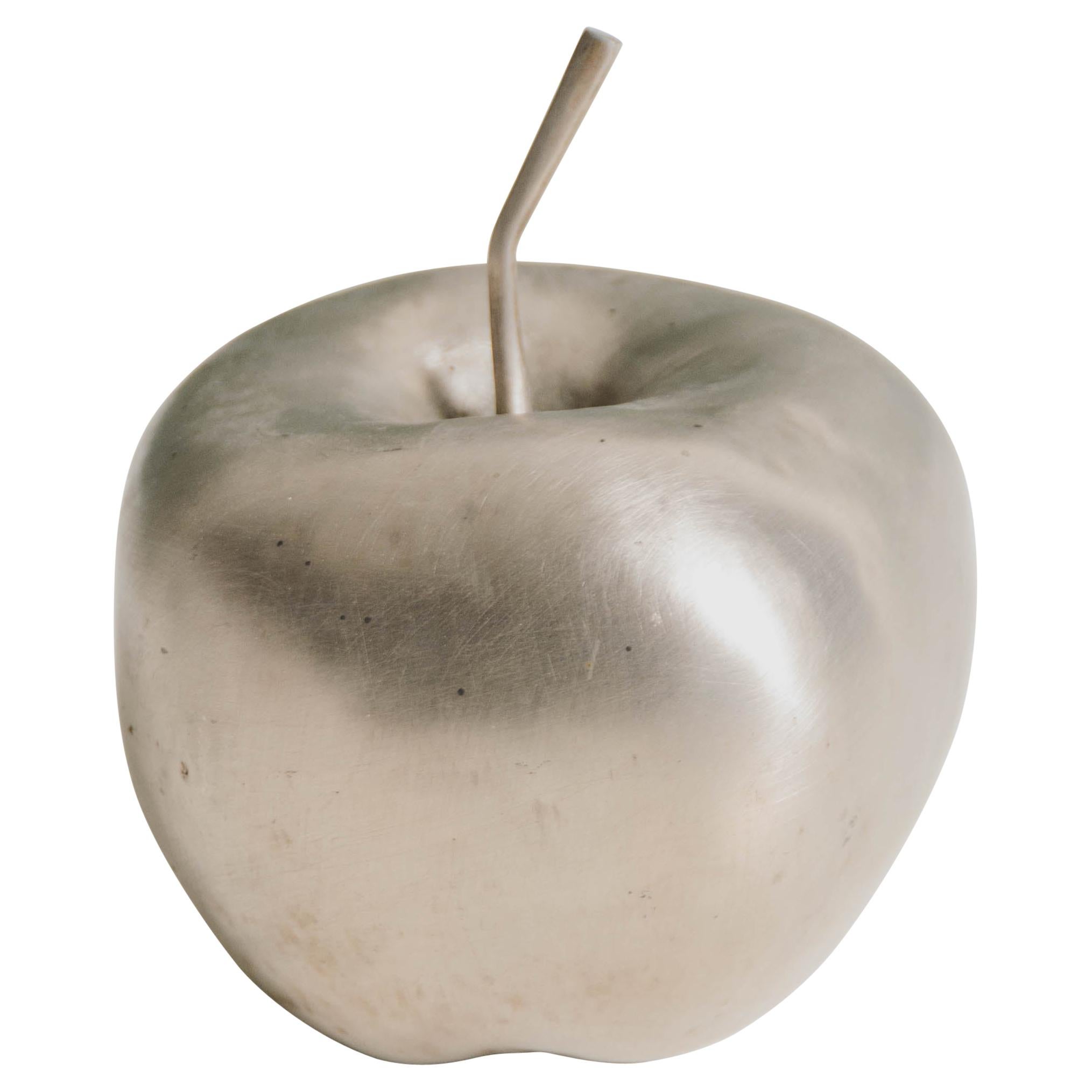 Contemporary Small Apple Sculpture in White Bronze by Robert Kuo
