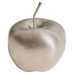 Contemporary Small Apple Sculpture in White Bronze by Robert Kuo