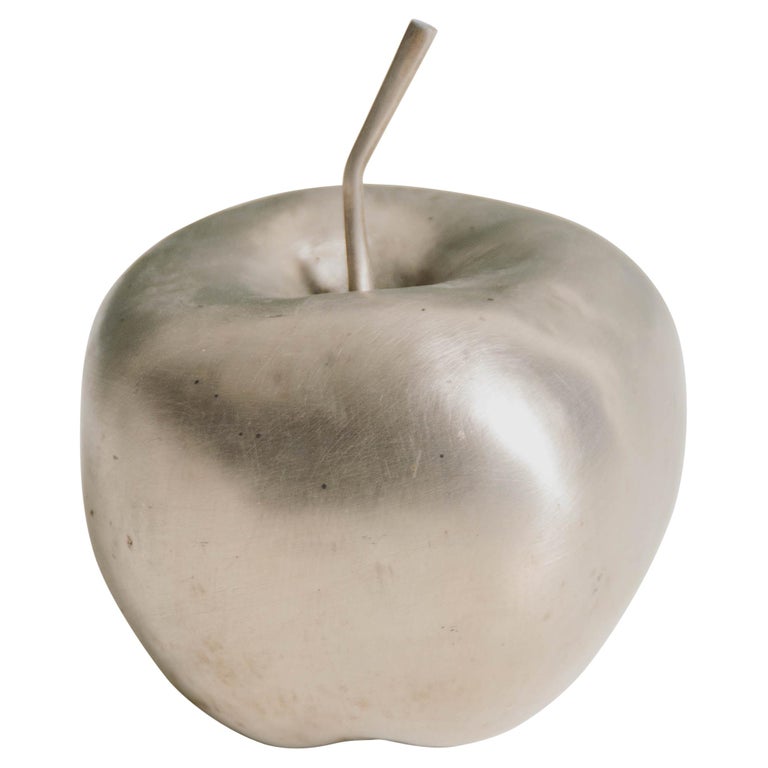 Contemporary Small Apple Sculpture in White Bronze by Robert Kuo For Sale