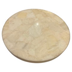 Contemporary Small End Cocktail table Lucite Base Brass & Tessellated Stone