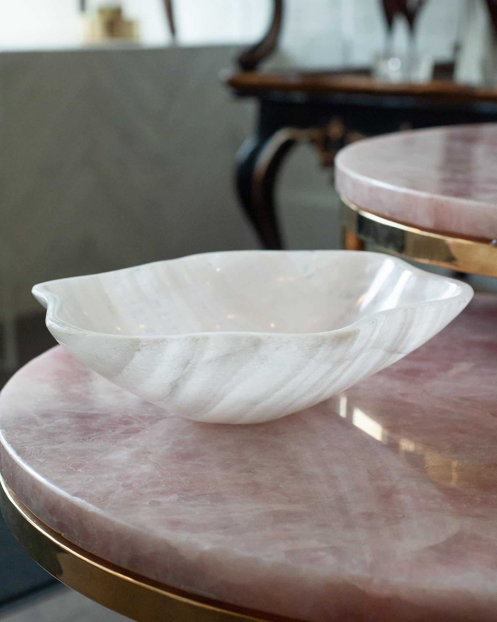 Hand-Carved Contemporary Small Freeform Hand Carved Banded Onyx Bowl For Sale