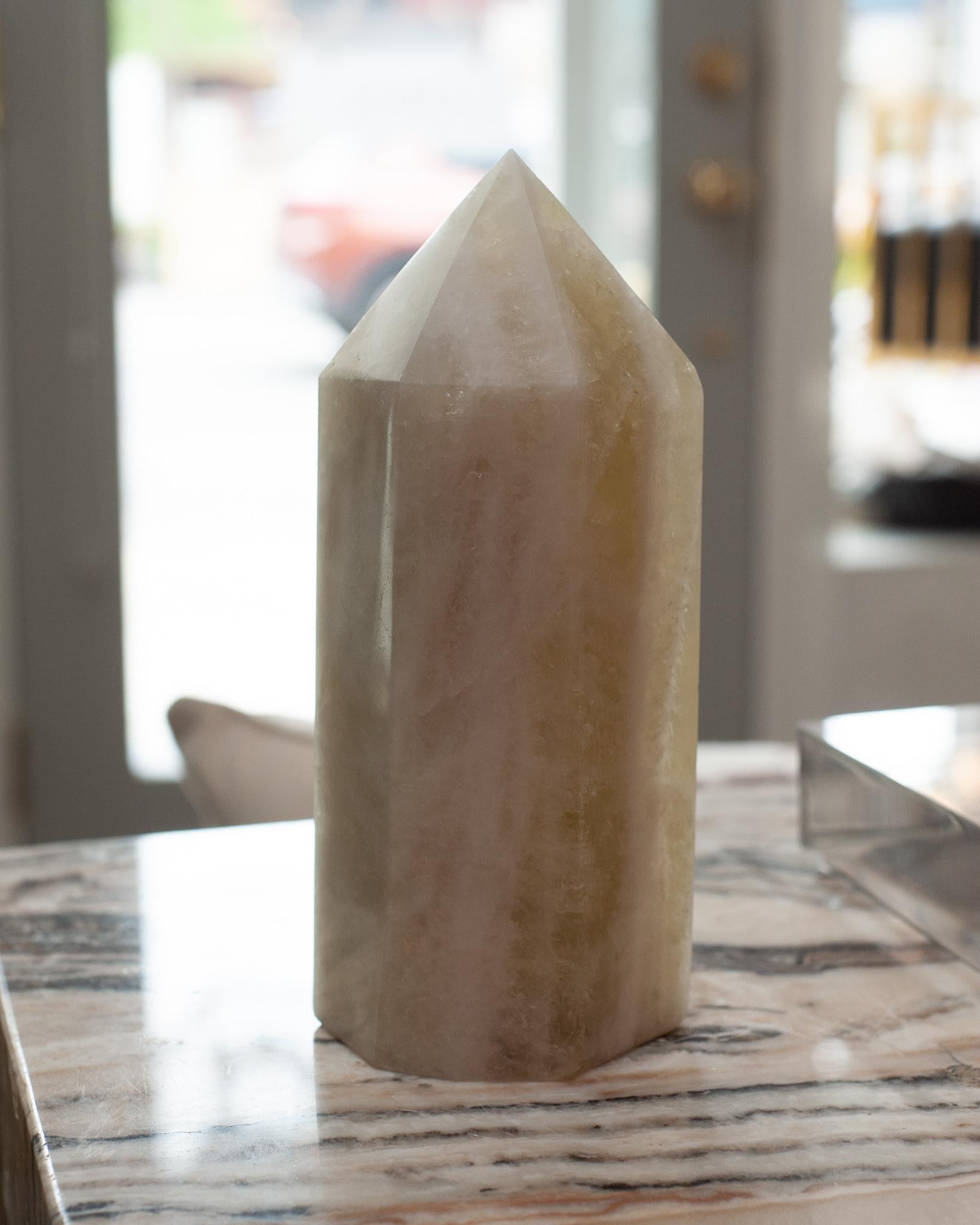 Contemporary Small Green Onyx Obelisk / Crystal Point For Sale 1