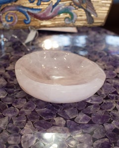 Contemporary Small Hand Carved Rose Quartz Crystal Bowl