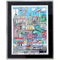 Retro Contemporary Small NYC 3D Serigraph Signed Charles Fazzino Lucite Framed 160/200