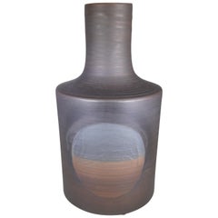Contemporary Small Oblo Vase with Blue and Orange Circular Design