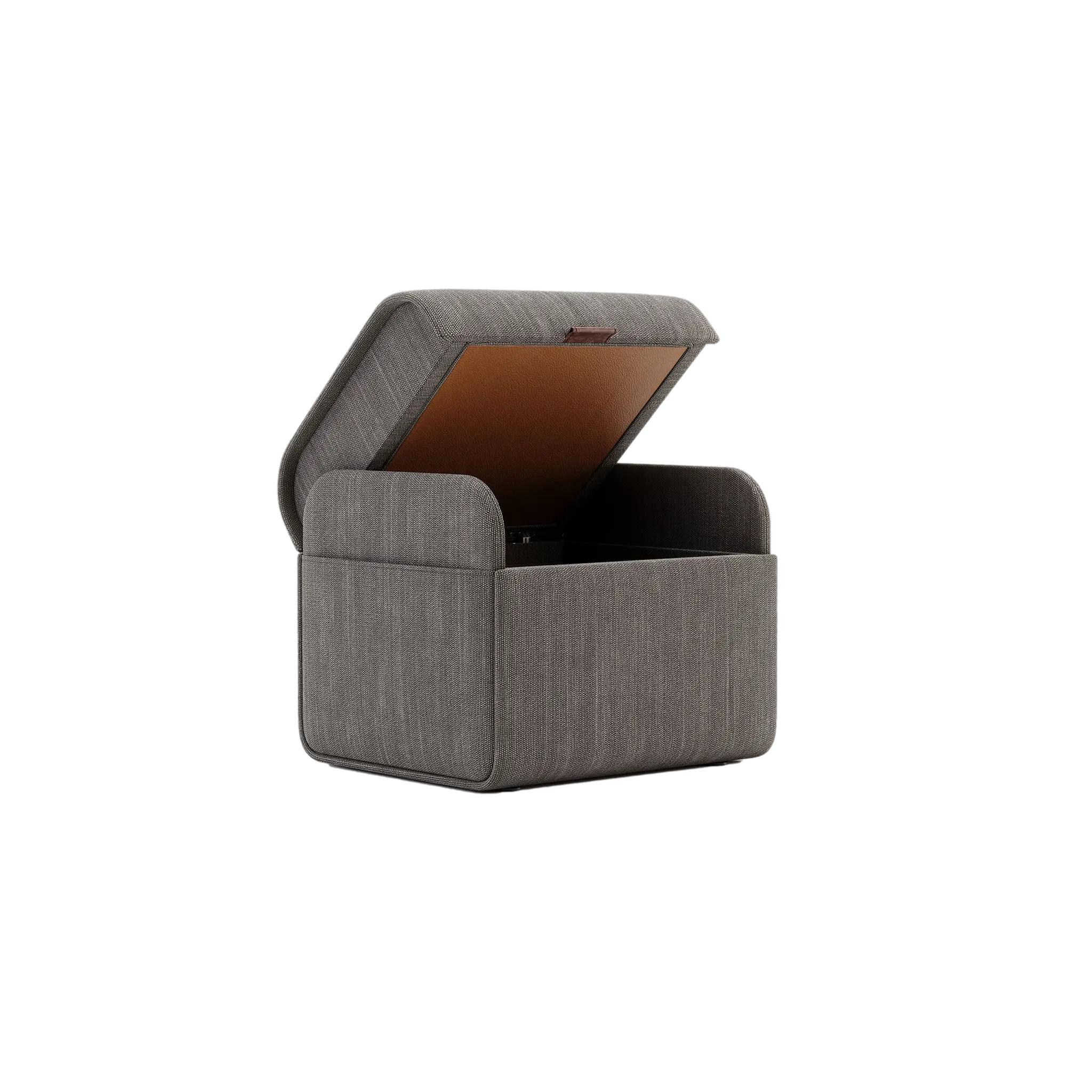 Fabric Contemporary Small Pouf Featuring Open Doors System