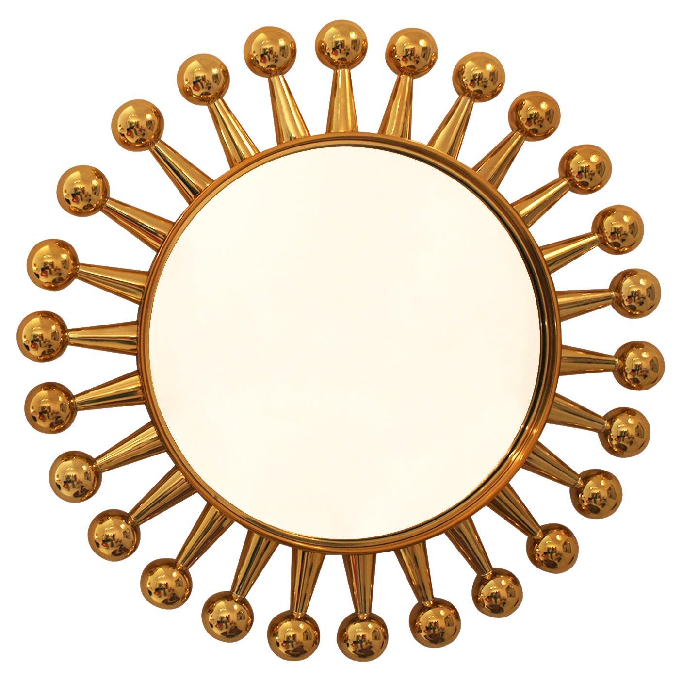 Specchio a forma di Jack piccolo e rotondo in ottone di Jonathan Adler in stile Contemporary in vendita