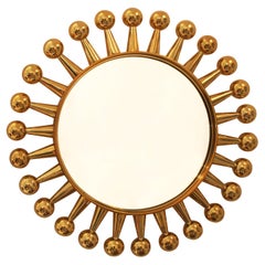 Contemporary Small Round Jack Mirror Made of Brass By Jonathan Adler